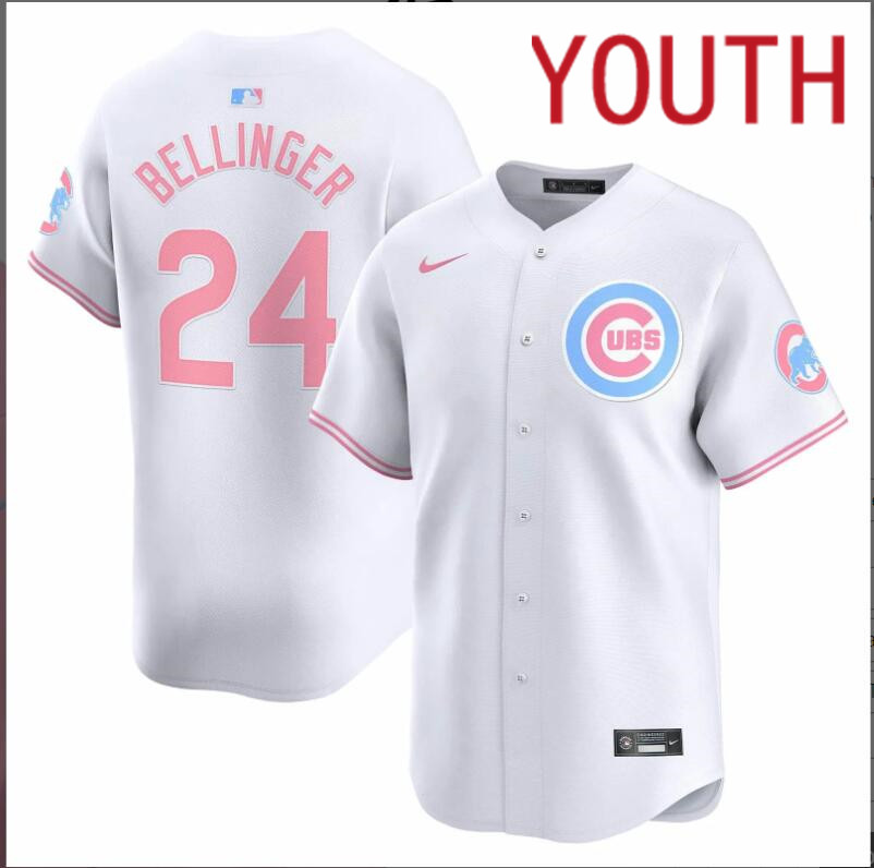 Youth Chicago Cubs #24 Bellinger white 2024 Nike MLB jersey